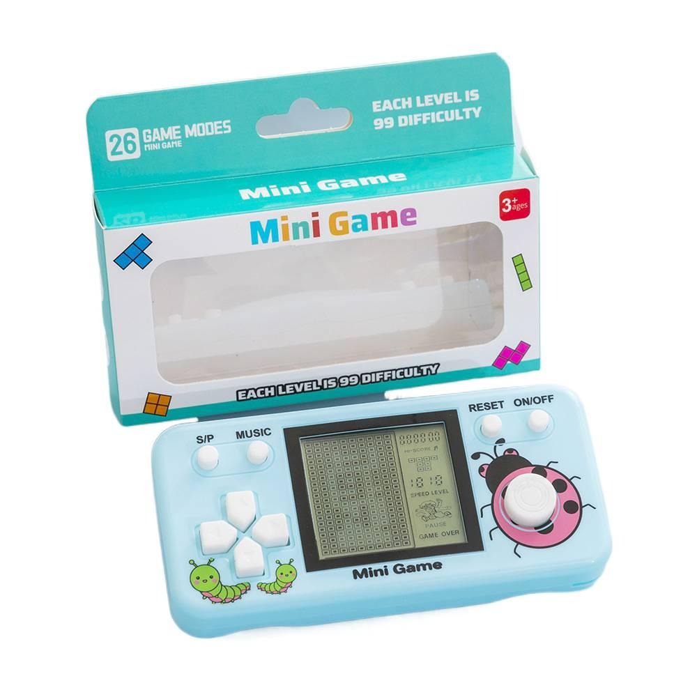 Tetris game console toy, children's nostalgic retro handheld game console - Horizontal macaron blue