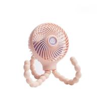 Mini Handheld Baby Stroller Fan Rechargeable Octopus Cooling Stand Fan,Pink
