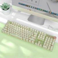 Gaming-Keyboards-EWEADN-V20-Retro-Typewriter-Mechanical-Gaming-Keyboard-Full-Size-104-Keys-Purple-Golden-Vintage-Design-LED-Backlit-Pink-Switches-Matcha-2
