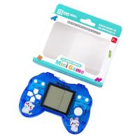 Tetris game console toy, children's nostalgic retro handheld game console - Large handle transparent blue