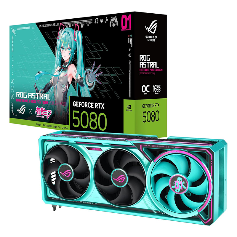 Asus ROG Astral GeForce RTX 5080 OC 16G Hatsune Miku Edition Graphics Card (ROG-ASTRAL-RTX5080-O16G-HATSUNE-MIKU)