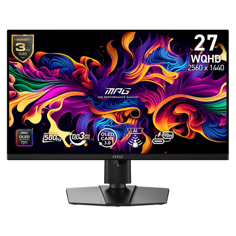 MSI MPG 27in WQHD QD-OLED 500Hz Adaptive-Sync Gaming Monitor (MPG 271QR QD-OLED X50)