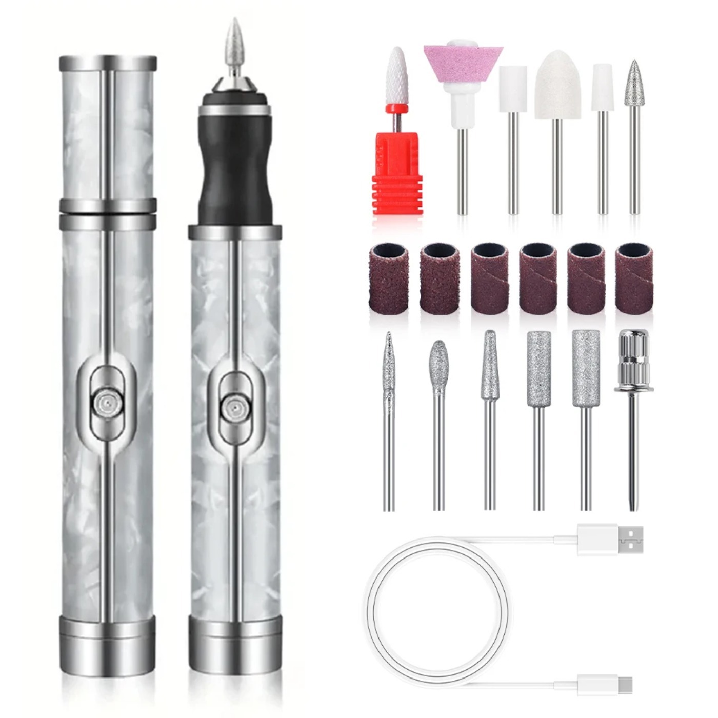 Nail Polisher Home Portable Manicure and Nail Removal Tool Rechargeable Grinder Pen Electric Nail Grinder Manicure Care,Gray