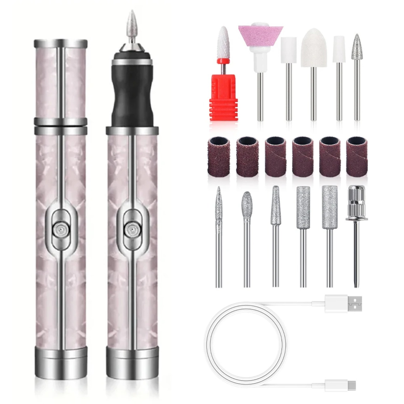 Nail Polisher Home Portable Manicure and Nail Removal Tool Rechargeable Grinder Pen Electric Nail Grinder Manicure Care,Pink