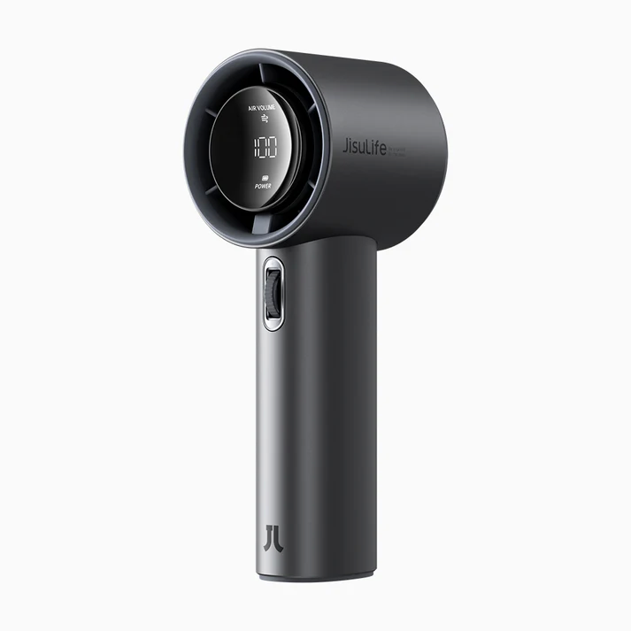 JISULIFE Handheld Fan Pro1S,5000mAh Battery USB Rechargeable,Speed(1-100) Adjustable, Brushless Motor, Metal Body,Digital Display- Grey