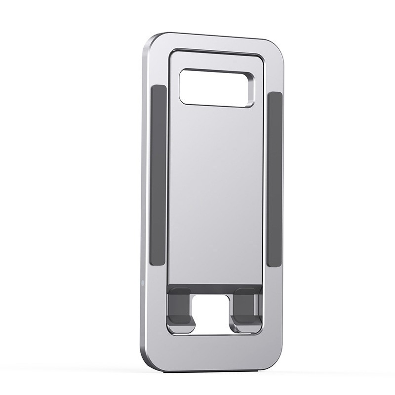 iPhone Holder Portable Card-type Foldable Metal Stand - Silver