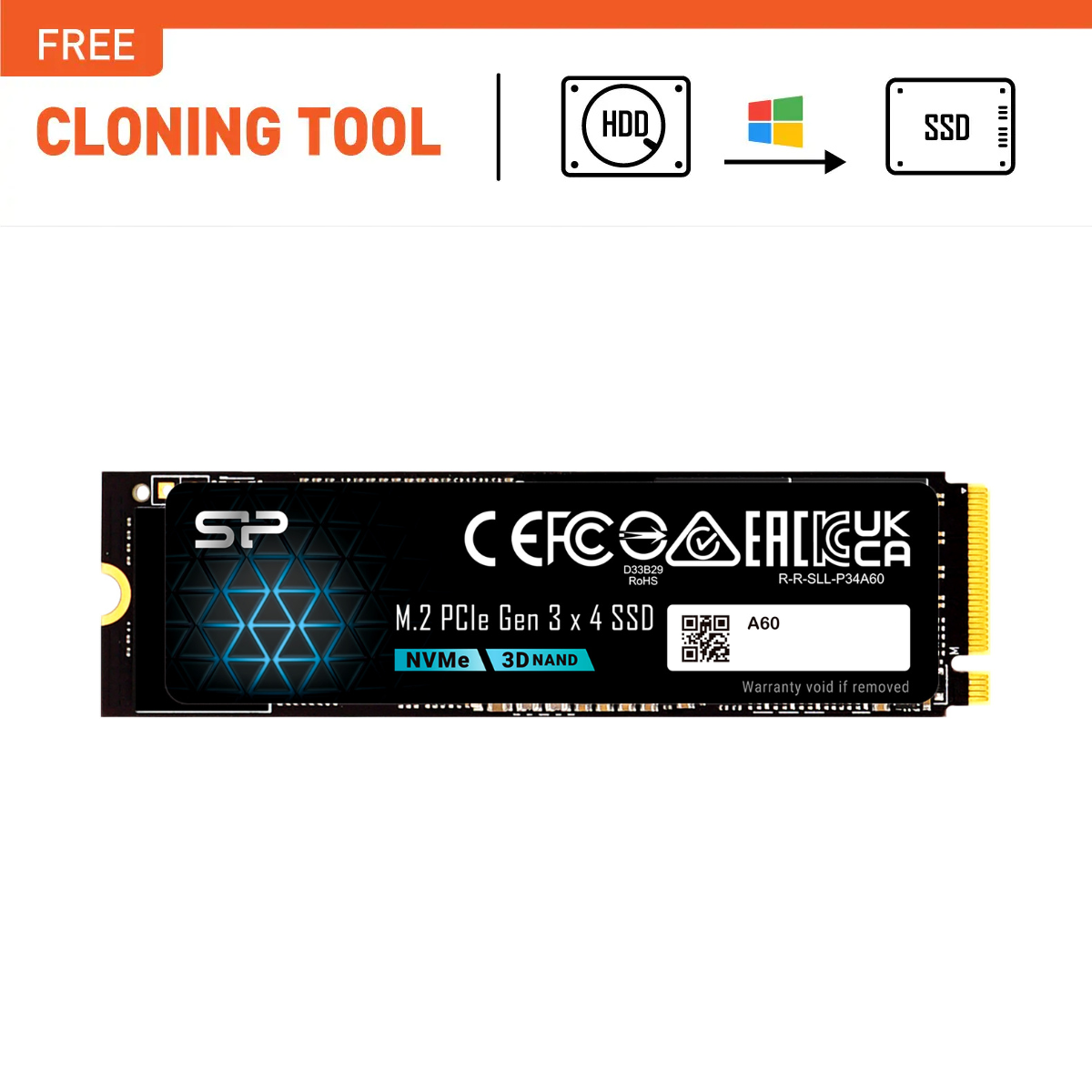 Silicon Power 512GB P34A60 Gen3x4 TLC R/W up to 2,200/1,600 MB/s PCIe M.2 NVMe SSD - SZ512GBP34A60M28AU