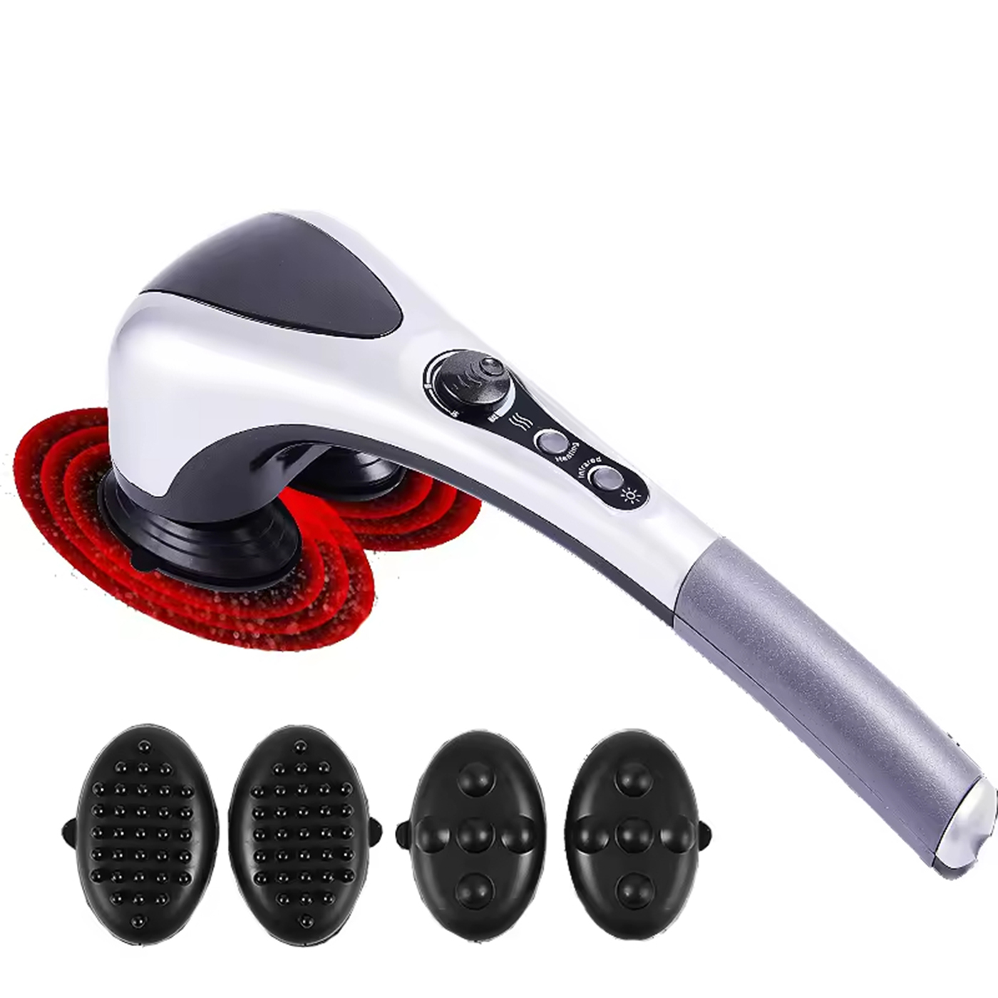 Double Head Impact Massager, Handheld Back Massager With Heating Function for Neck, Shoulders, and Legs