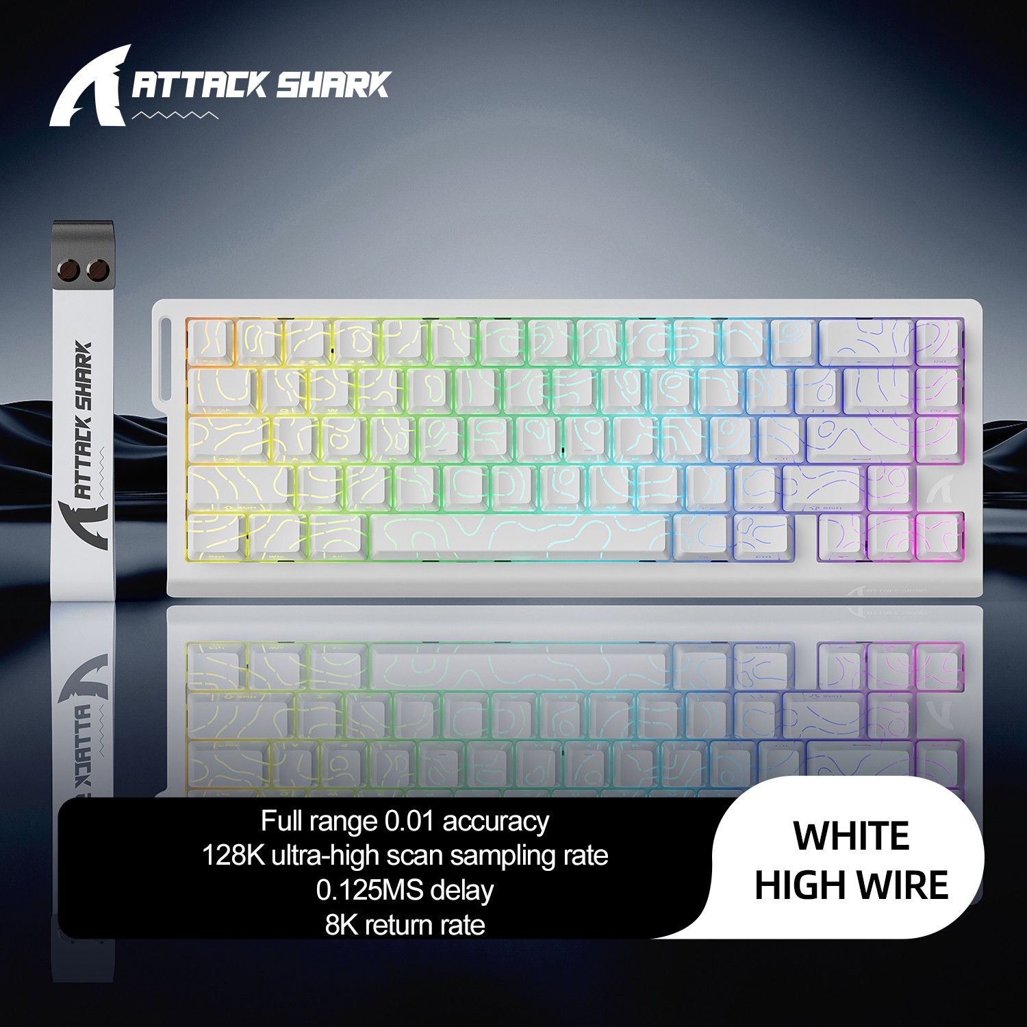 ATTACK SHARK X68 HE Magnetic 8K Rapid Trigger Keyboard 0.02mm White RGB