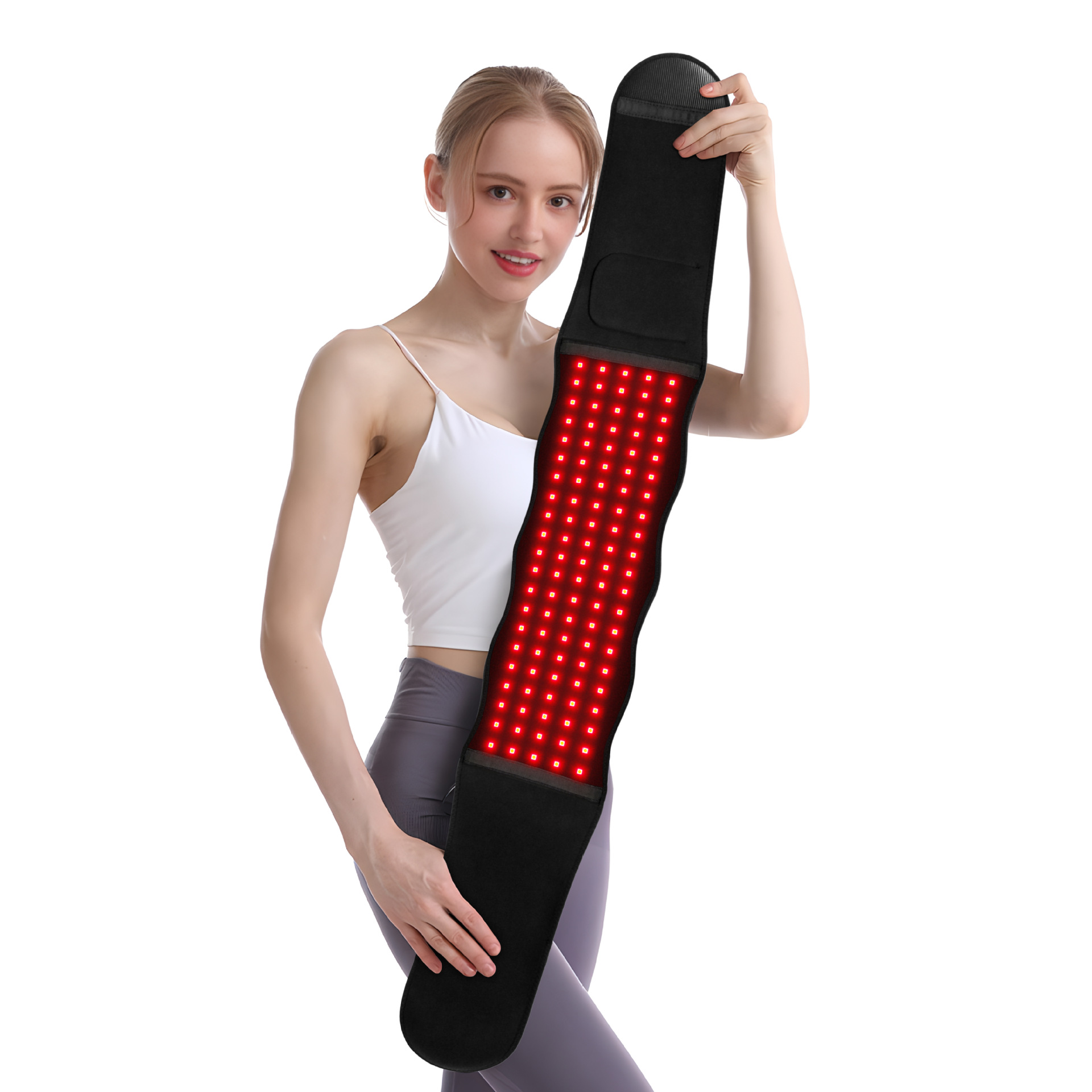 660nm 850nm Infrared Red Light Therapy Belt,Red Light Therapy Pad for Neck Back Waist Pain Relief,Red Light Therapy Wrap Belt
