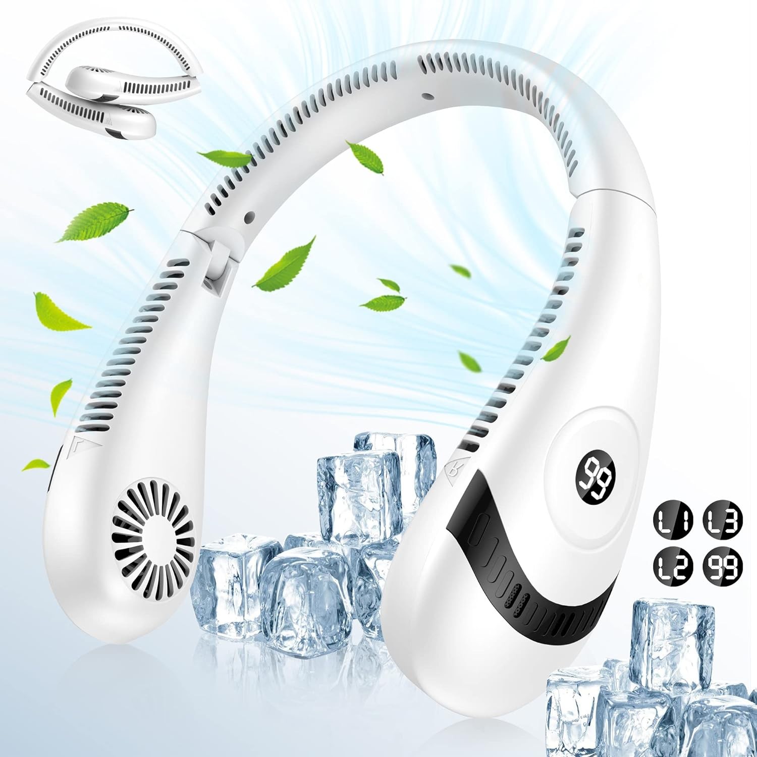 Neck Fan Portable Neck Fans Rechargeable Personal Fan 360° Cool Airflow Bladeless Fan Air Conditioner Wearable Fan Foldable Fan Hands Free Neck Fan