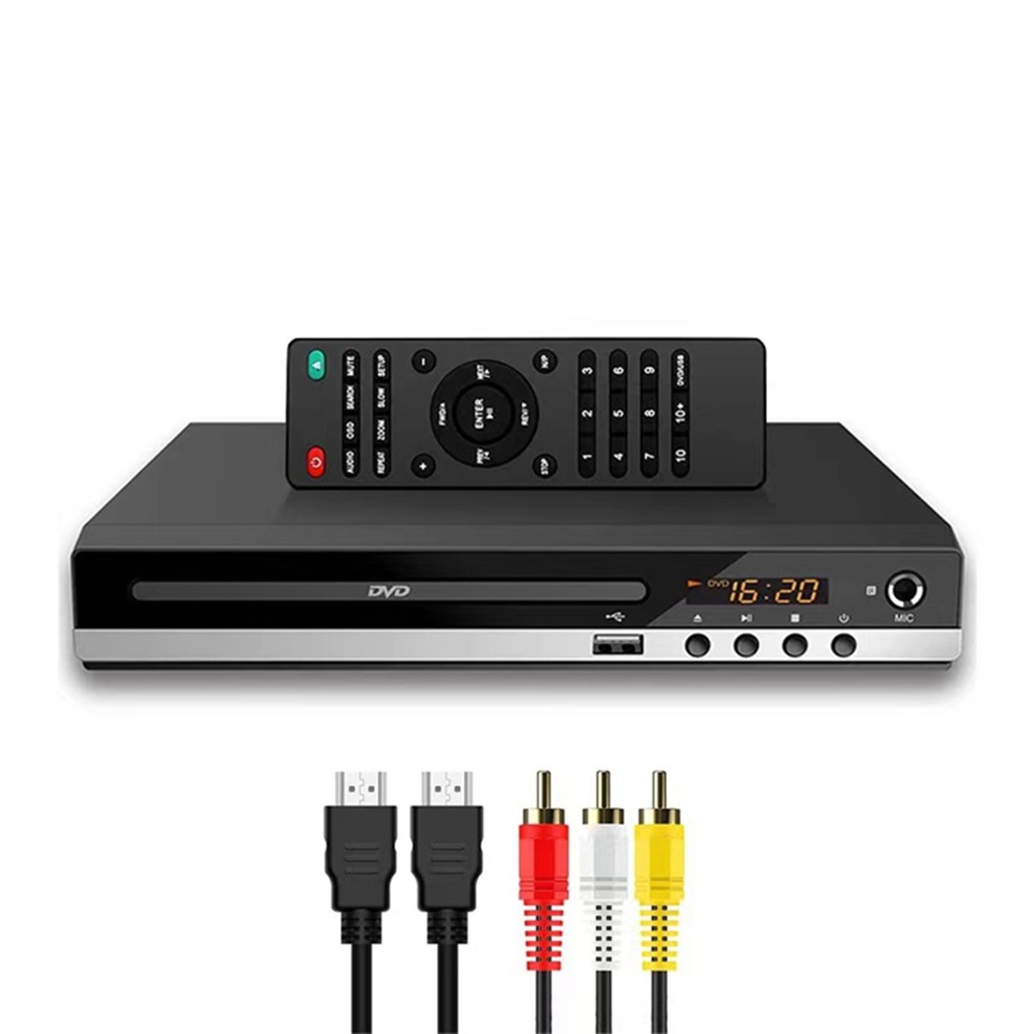 DVD Player for TV,Home CD Player with Remote HD Portable DVD Player HDMI & RCA Cables USB Input,Support Monitor & Projector