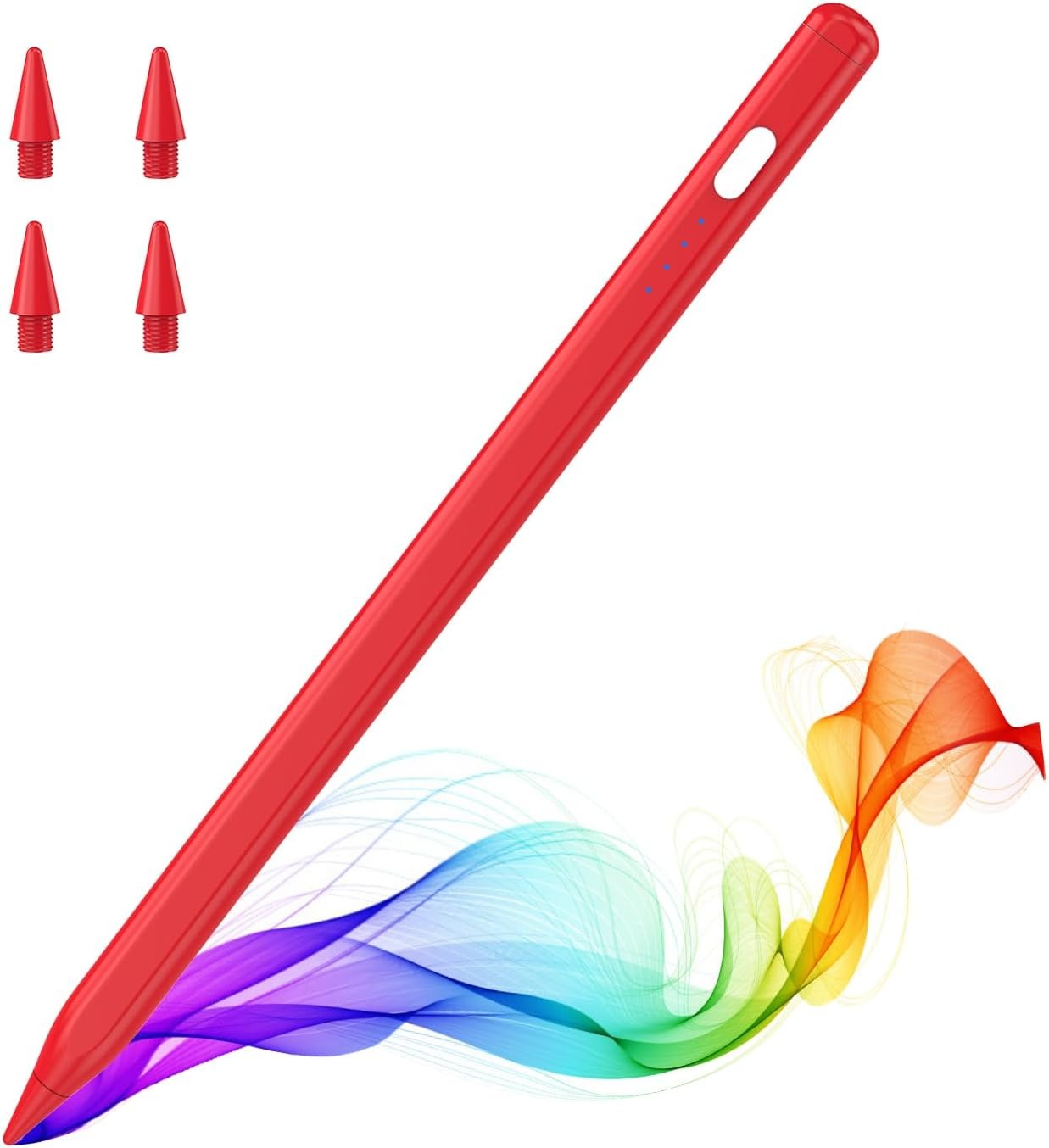 Stylus Pen for iPad 2018-2025, 15Mins Fast Charge for Apple Pencil, Palm Rejection Compatible with iPad A16/10/9/8/7/6 iPad Pro 12.9"/11"/13 M4 Red