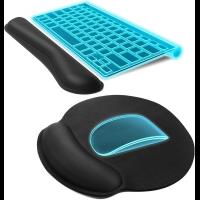 Mouse Mat with Hand Rest, Gel Cushion, Ergonomic Raised Memory Foam Wrist Rest, Keyboard, Non-Slip PU Rubber Base, Pain Relief for Home, Office