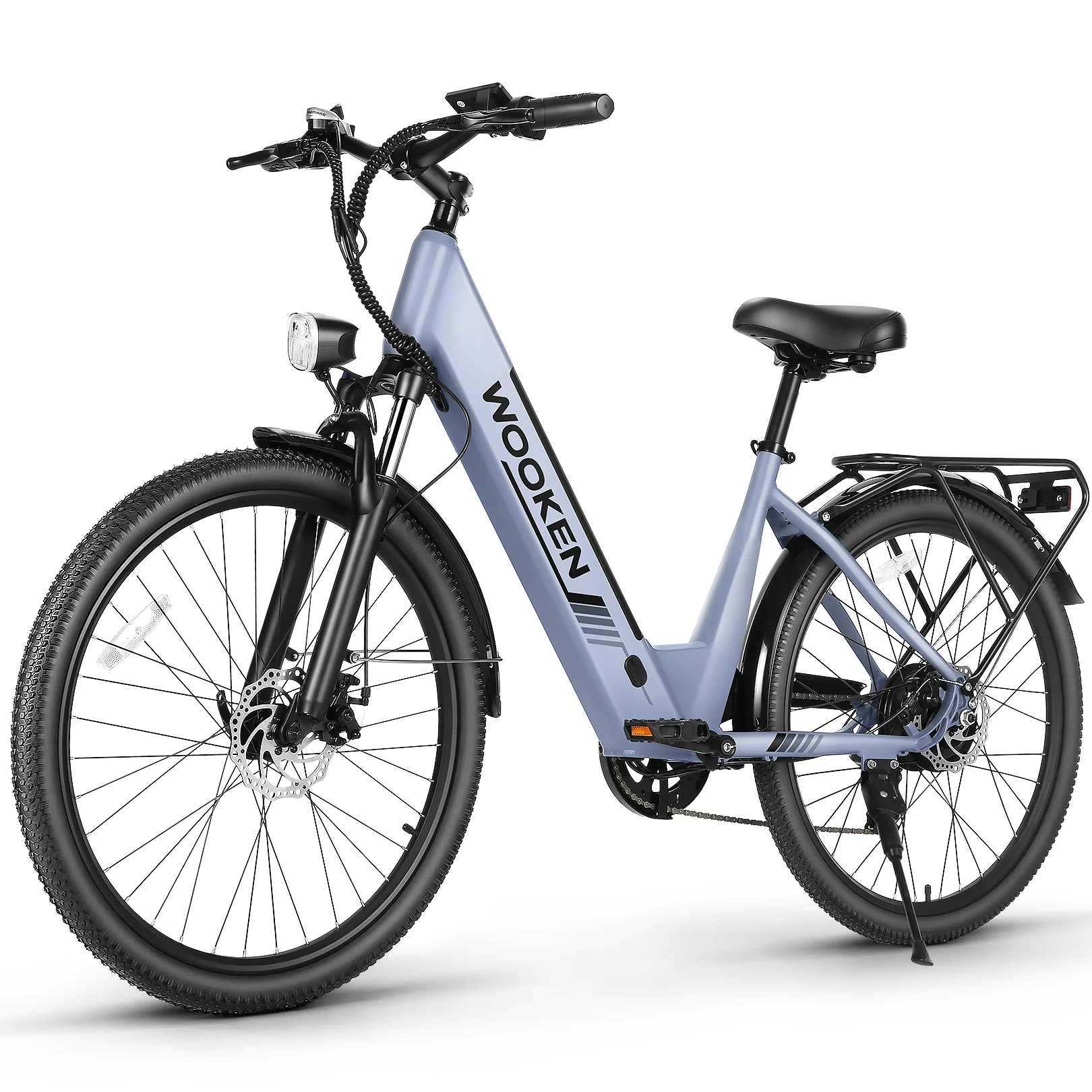 WOOKEN Step-Thru Urban Commuter Electric Bike, Light Blue