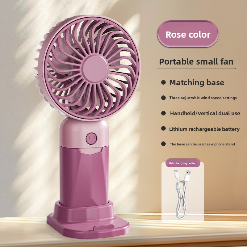 Handheld desktop fan cute cartoon mini portable small USB fan - Summer Pink