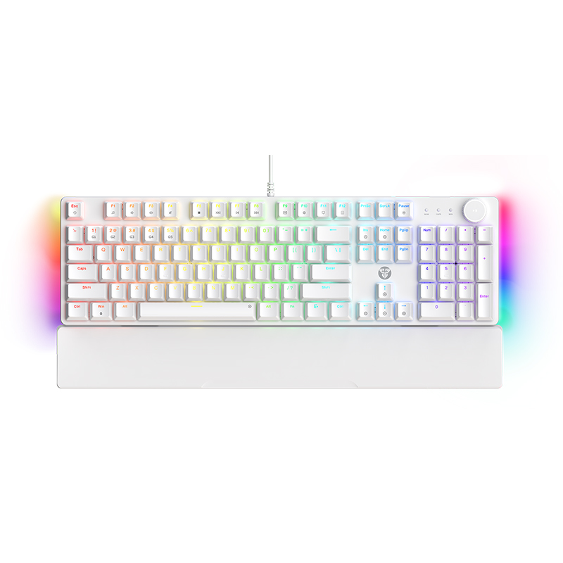 Fantech MAXPOWER II Wired Hot-Swap RGB Backlight Mechanical White Keyboard with Wrist Rest White - Lemon Zest Switch (KBFTMK894WHYL)