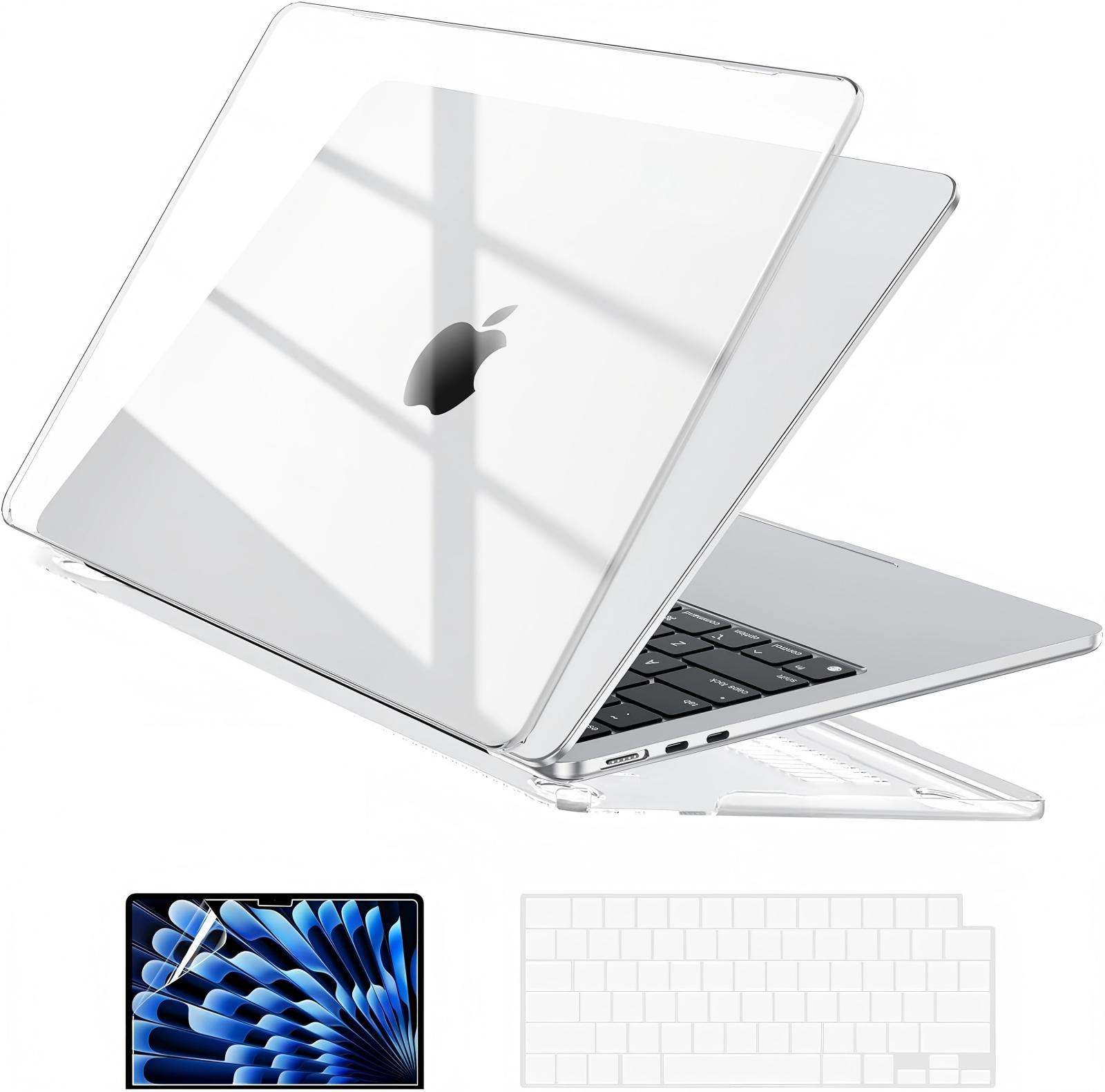 MacBook Air 13 inch Case 2026-2022 M4 A3240 M3 A3113 M2 A2681, Clear Air 13.6" Laptop Hard Shell Case + Keyboard Skin Cover + Screen Protector