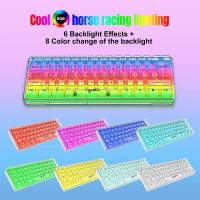V700 61-key wired membrane keyboard Full transparent gaming keyboard RGB backlight office keyboard mouse set 