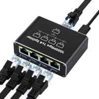 4 Port Gigabit Switch,Internet Splitter 1 in 4 Out, Gigabit Ethernet LAN Splitters High Speed 1000Mbps RJ45 Ethernet Switch for Cat8/7/6/5e/5 CableS