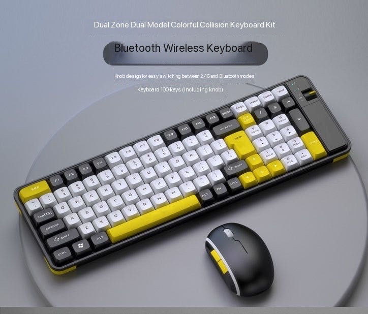 QW06 multi-color collision dual-mode wireless Bluetooth keyboard Home office energy-saving wireless keyboard mouse set 