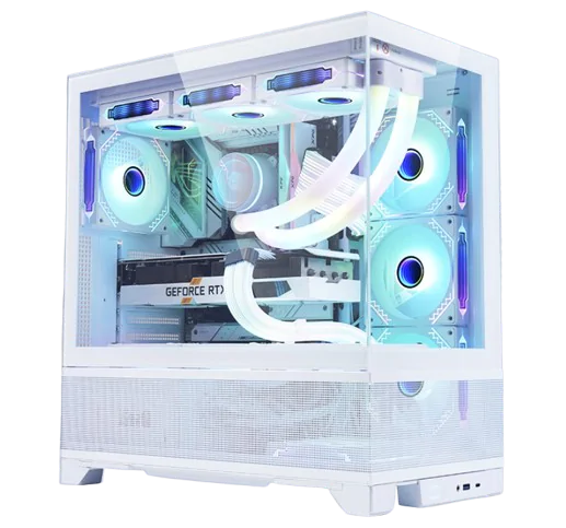 iCraft Manor Panoramic Mid-tower ATX Gaming Case White with 4 fans