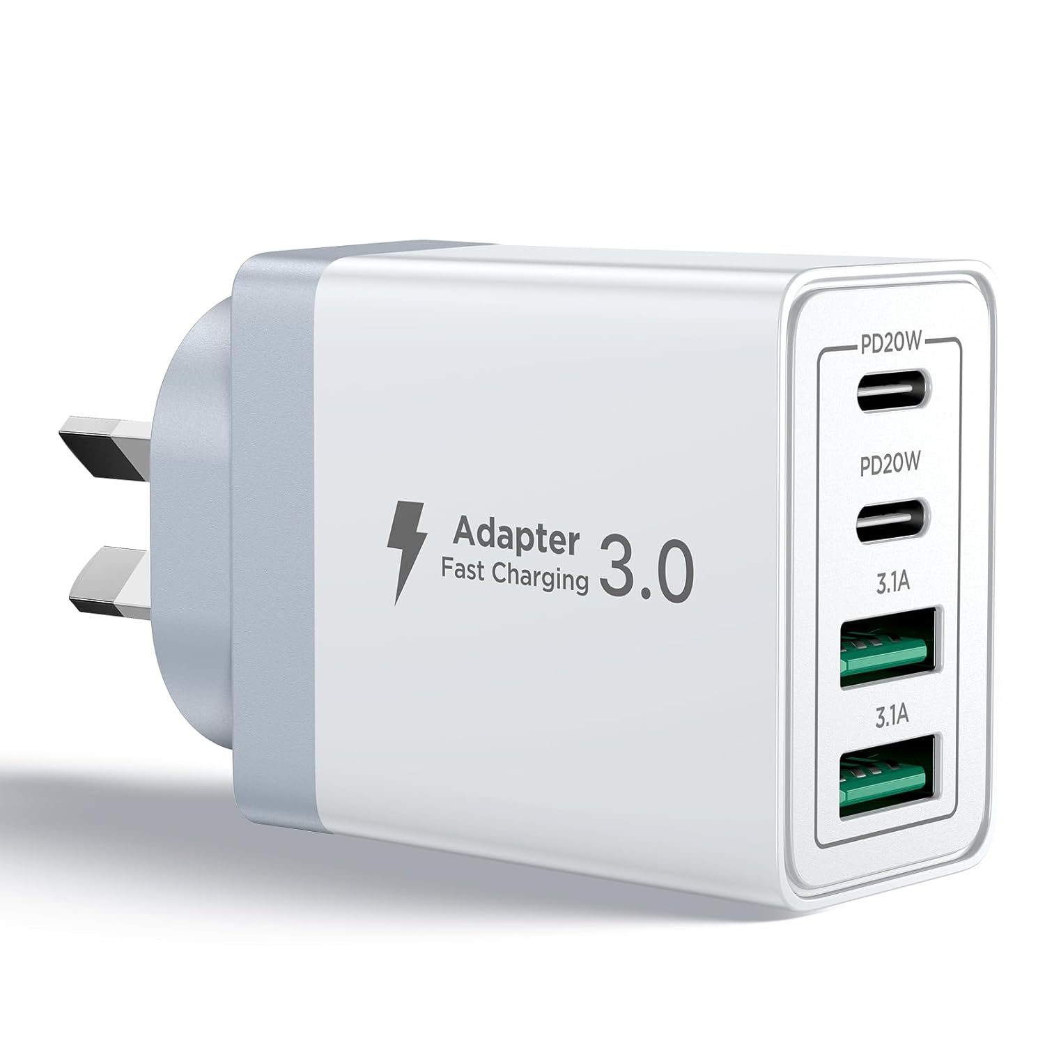 40W USB C Fast Charger, 4-Port USB Wall Charger Plug with Dual PD USB-C Port and QC3.0 USB-A Fast Charging Port Multi USB Power Adapter AU Plug Compat