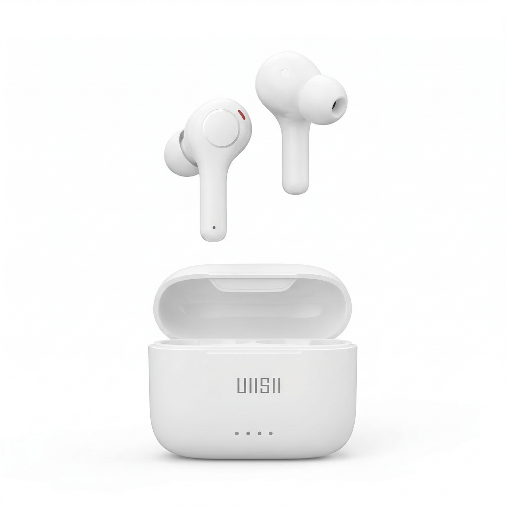 UiiSii E1 TWS Bluetooth Earbuds Dual-Ear In-Ear Design for Sports Deep Bass Noise Cancellation and High-Quality Stereo Sound - White