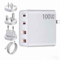 100W GaN USB C Charger, 4-Port PD QC3.0 Fast Charger with AU/US/UK/EU Plugs, Travel Wall Adapter for MacBook, iPhone 16, Galaxy, Laptops & Phones