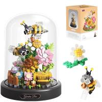 Mini Brick Flower Bouquet & Insect Building Block Set, Bee & Sunflowers Kits, Home Office Decor, DIY Animals Botanical Collection Gifts for Kids Adult