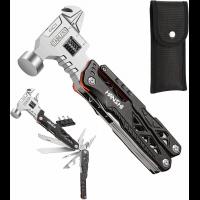 Upgraded Adjustable Wrench Multitool Hammer with YG10 Tungsten Steel Replaceable Wire Cutters for Men,18 in 1 Pocket Multi Tool Knife with Spring-Acti