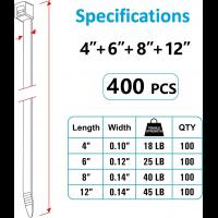 Outdoor-Tools-Zip-Ties-Assorted-Sizes-4-6-8-12-400-Pack-Black-Cable-Ties-UV-Resistant-Wire-Ties-2