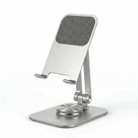 Phone Desktop Stand Aluminum Holder 360° Rotation and Foldable - Silver