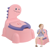 (Pink)Dinosaur Potty Chair for Toddlers 1-6 Years - Anti-Slip Portable Toilet Seat with Removable Lid & Splash Guard, Lightweight Training Potty