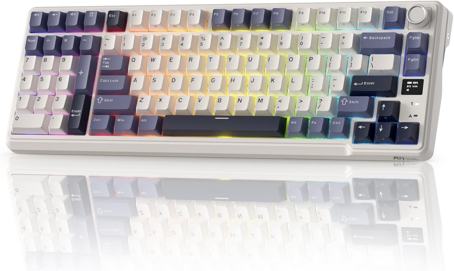 RK ROYAL KLUDGE L98 Wireless Mechanical Keyboard w/Left-Handed Southpaw Design Numpad & Hot Swappable Knob, Tri-Mode 95% Keyboard BT/2.4G/USB-C