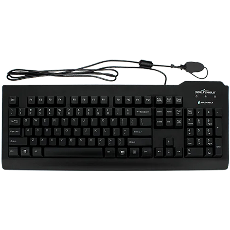 Seal Shield Seal Clean Glow Waterproof Wired Membrane Backlit Keyboard with Key Lock and USB Extension Cable - Black (SSKSV207GL)