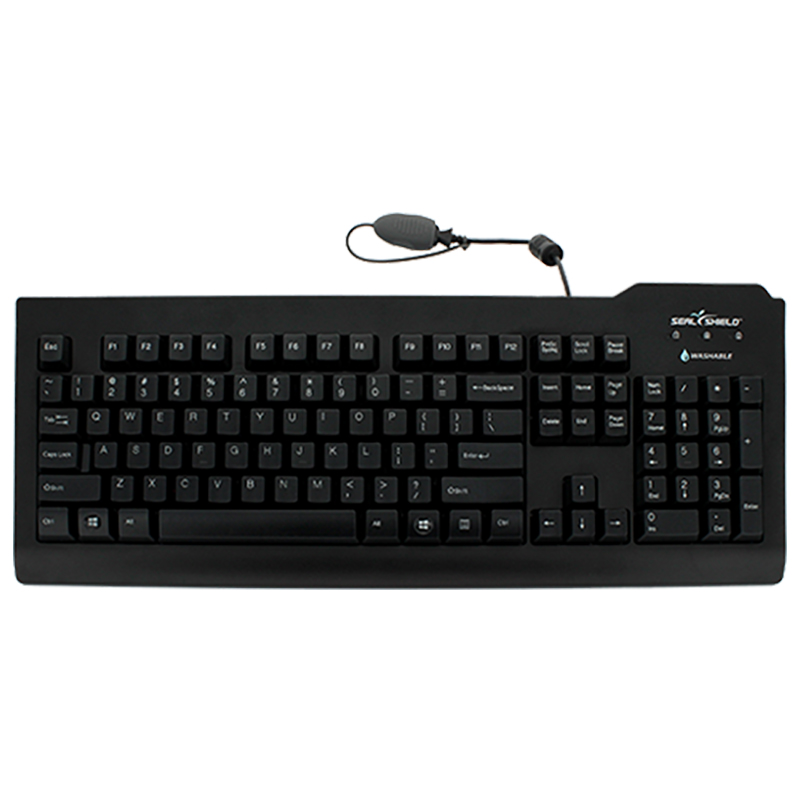 Seal Shield Seal Clean Waterproof Wired Membrane Keyboard with Key Lock and Quick Connect USB Cable - Black (SSKSV207)
