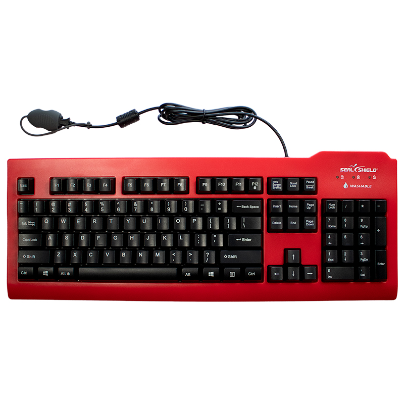 Seal Shield Seal Clean Waterproof Wired Membrane Keyboard with Key Lock and USB Extension Cable - Red (SSRKSV207L)