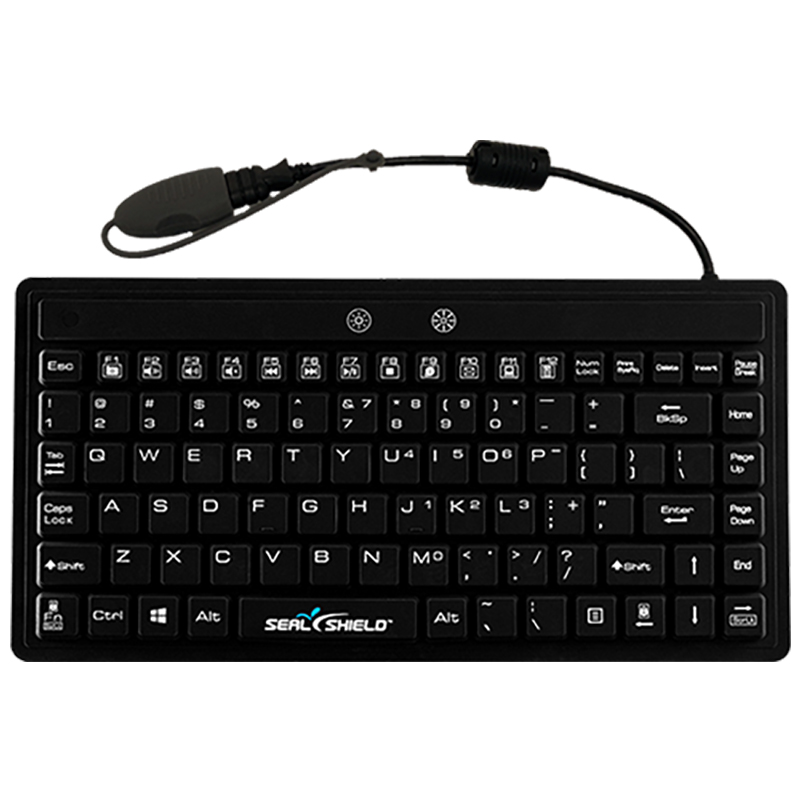 Seal Shield Seal Silk Mini Glow Waterproof Silicone Wired Membrane Backlit Keyboard - Black (S89G)