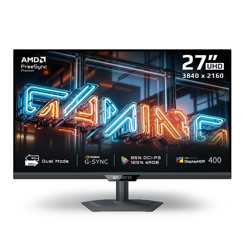 Gigabyte 27in 4K UHD 160Hz/FHD 320Hz Dual Mode SS IPS Gaming Monitor (M27UP)
