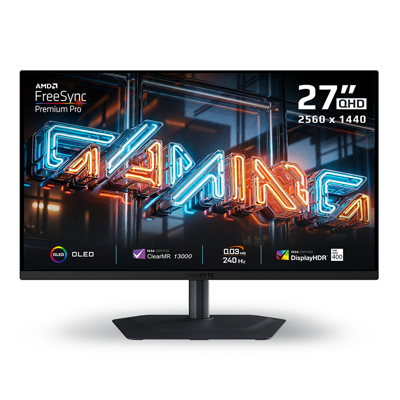 Gigabyte 27in QHD OLED 240Hz FreeSync Premium Pro Gaming Monitor (MO27Q2-AU)