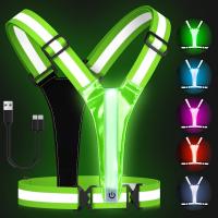 LED Reflective Vest Running Gear, 5 Lights Colors High Visibility Reflective Running Gear Rechargeable Light Up Running Vest for Walking Running Cycli