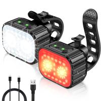 Bike Lights Front and Rear, Super Bright Rechargeable Bicycle Light Set, Multiple Modes, Waterproof LED Lights for Night Riding and Cycling