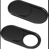 Metal Webcam Cover Slide, Ultra-Thin Camera Privacy Cover for Laptop, MacBook, Tablet, PC and Smartphone, Black (2 Pack)