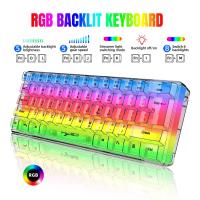 V700 61-key wired membrane keyboard Full transparent gaming keyboard RGB backlight office keyboard mouse set 