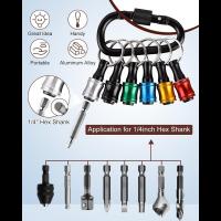 Outdoor-Tools-Push-to-Unlock-Katerk-6pcs-1-4-inch-Hex-Shank-Aluminum-Alloy-Screwdriver-Bit-Holder-Light-Weight-Quick-Change-Extension-Bar-Keychain-Drill-Screw-Adapt-4
