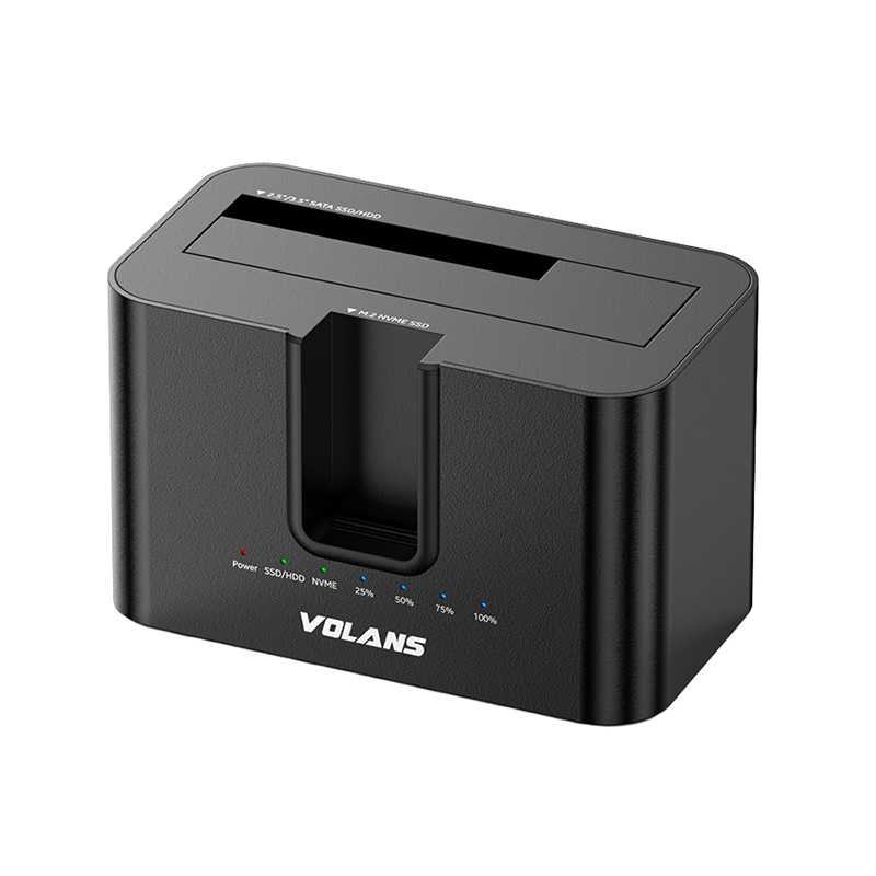 Volans Dual Bay USB-C Aluminium Docking Station for M.2 NVMe SSD + 2.5in/3.5in SATA HDD with Clone (VL-DS50)