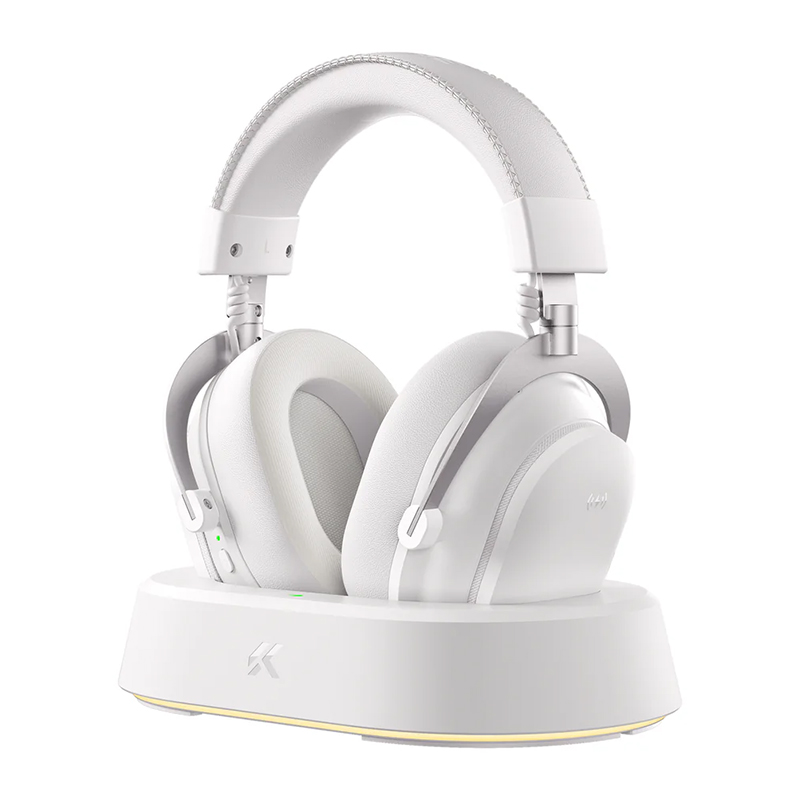 MCHOSE V9 Turbo+ Wireless RGB Gaming Headset with Magnetic Charging Station - Icy White (HSMCV911)