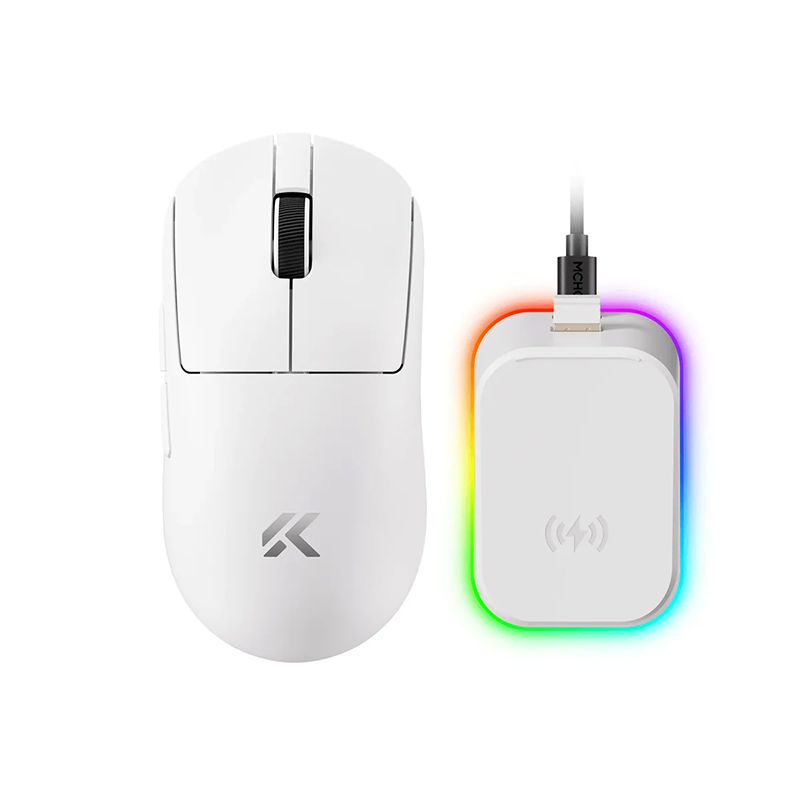 MCHOSE A7 V2 Ultra+ Lightweight 8K Wireless Gaming Mouse with Magnetic Charging Dock - White (MSMCA7V210)