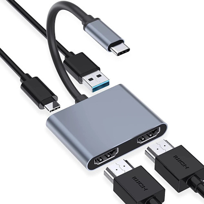 Generic 4 In 1 USB C to 2xHDMI + USB 3.0 100W PD with USB C to HDMI Splitter (ADC-4IN1-HDMI)